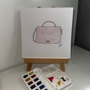 Designer handbag watercolor! Pink purse
